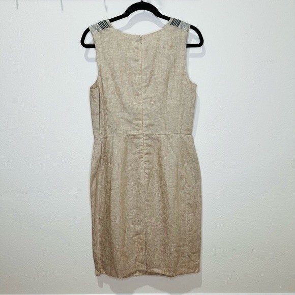 NWT Ann Taylor LOFT 100% Linen Sequin Sleeveless Sheath Dress in Women's Sz. 8 - Picture 10 of 12
